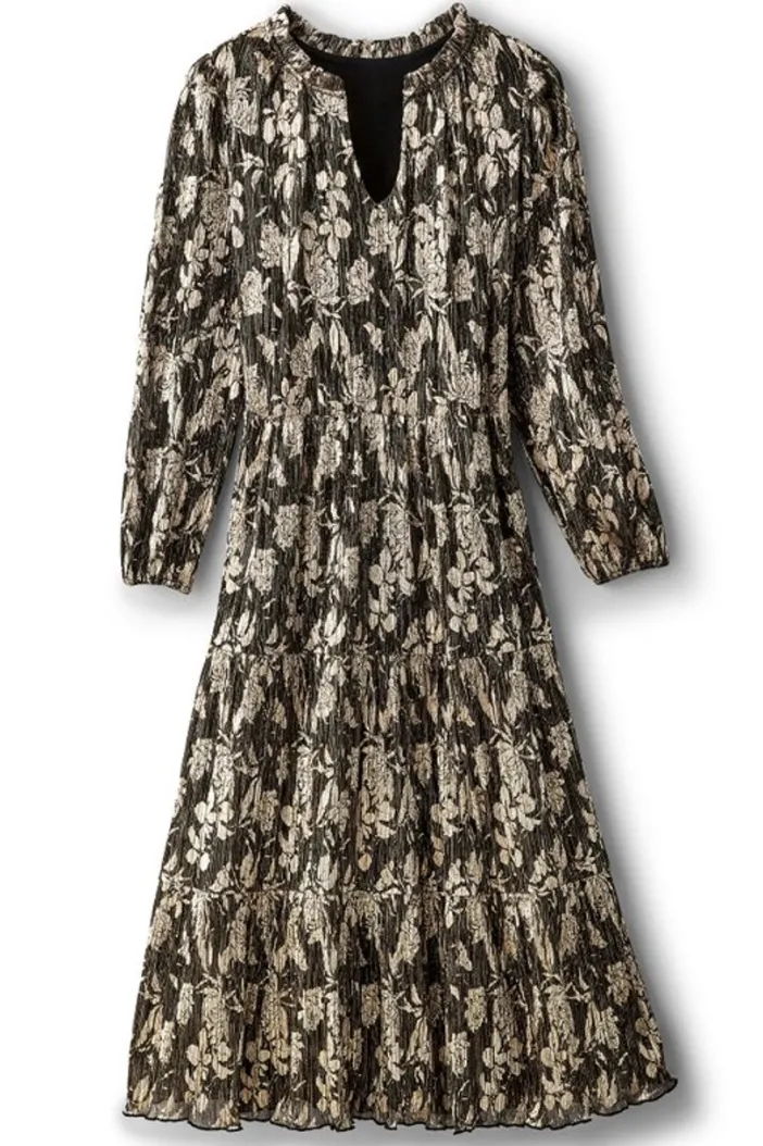 Soft Surroundings Dresses|Jobelle Shimmer Midi Dress FoilGarden