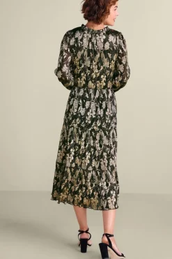 Soft Surroundings Dresses|Jobelle Shimmer Midi Dress FoilGarden
