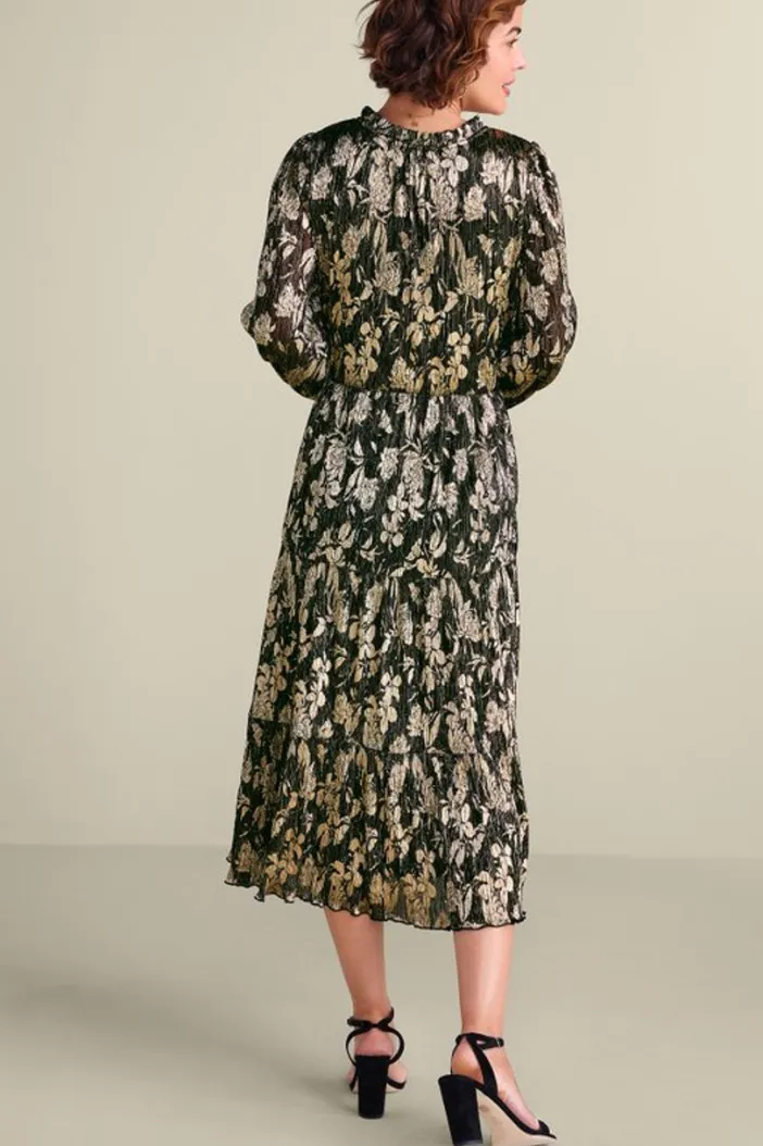 Soft Surroundings Dresses|Jobelle Shimmer Midi Dress FoilGarden