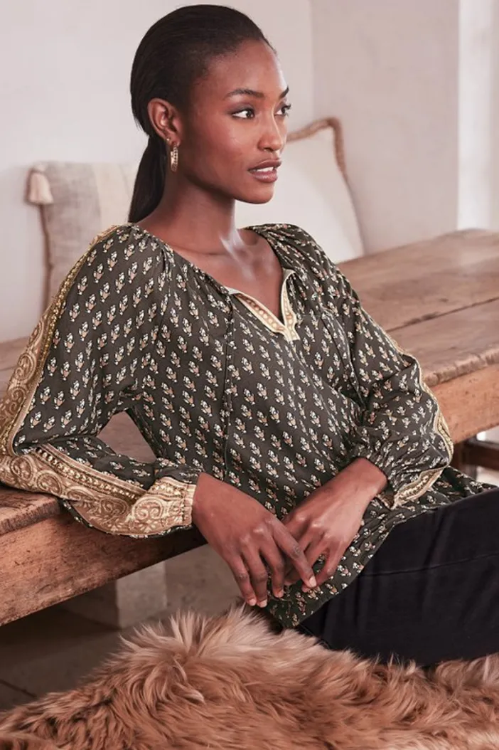 Soft Surroundings Tops|Jolene Blouse NeutralGeo