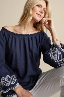 Soft Surroundings Tops|Josey Top Navy