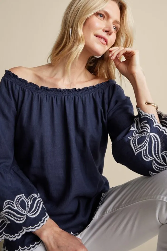 Soft Surroundings Tops|Josey Top Navy