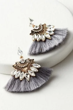 Soft Surroundings Jewelry|Earrings|Joy Sparkle & Fringe Earrings Grey