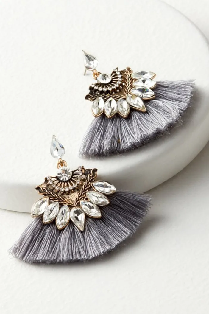 Soft Surroundings Jewelry|Earrings|Joy Sparkle & Fringe Earrings Grey
