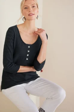 Soft Surroundings Tops|Jude Textured Top Black
