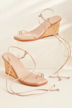 Soft Surroundings Shoes|Kaanas Amiata Strappy Wedge Sandal Nude