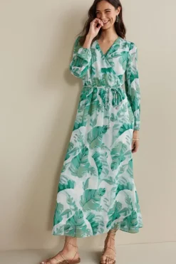 Soft Surroundings Dresses|Kaia Maxi Dress GreenTropicalPalm