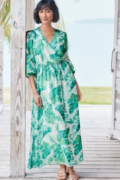 Soft Surroundings Dresses|Kaia Maxi Dress GreenTropicalPalm