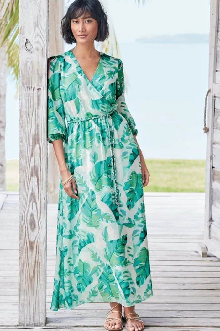 Soft Surroundings Dresses|Kaia Maxi Dress GreenTropicalPalm
