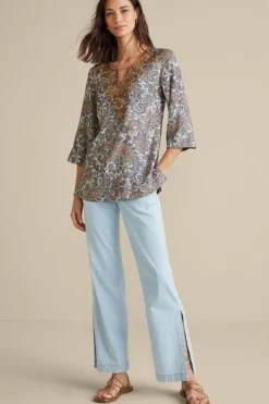 Soft Surroundings Tops|Tunics & Leggings|Kaimana Embellished Tunic SpringPaisley