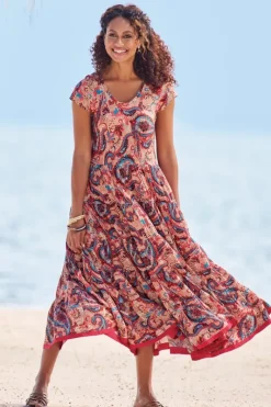 Soft Surroundings Dresses|Kara Dress FieryTealJacobean