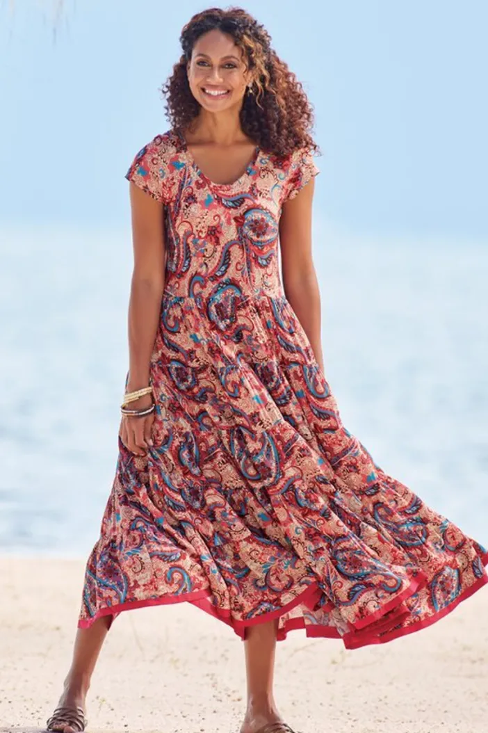 Soft Surroundings Dresses|Kara Dress FieryTealJacobean