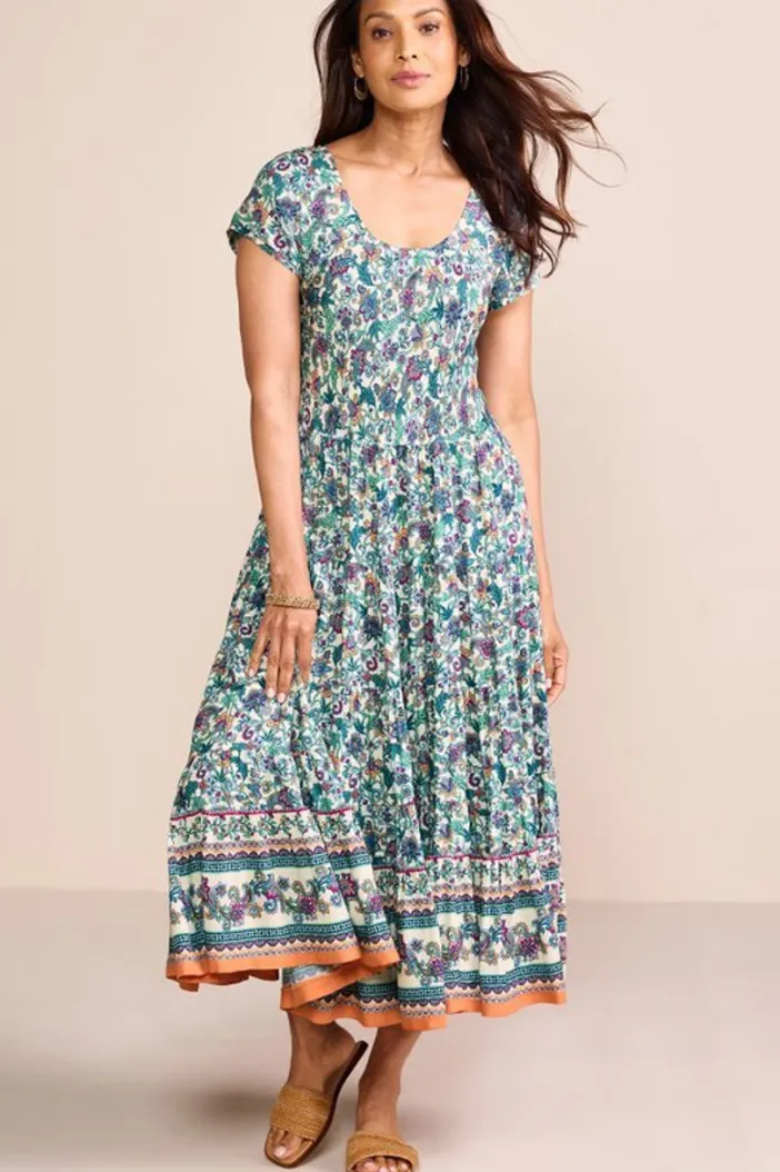 Soft Surroundings Dresses|Kara Dress FieryTealJacobean