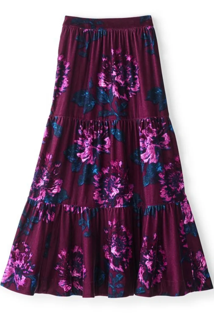 Soft Surroundings Skirts|Kara Velvet Skirt BordeauxBloom