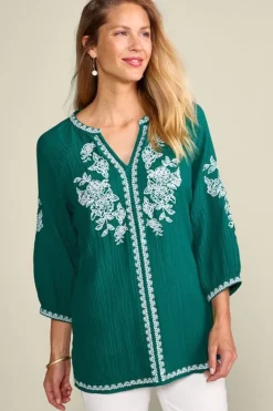 Soft Surroundings Tops|Tunics & Leggings|Katie Gauze Tunic TealGreen