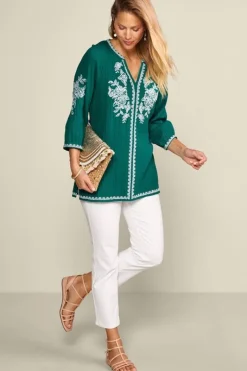 Soft Surroundings Tops|Tunics & Leggings|Katie Gauze Tunic TealGreen