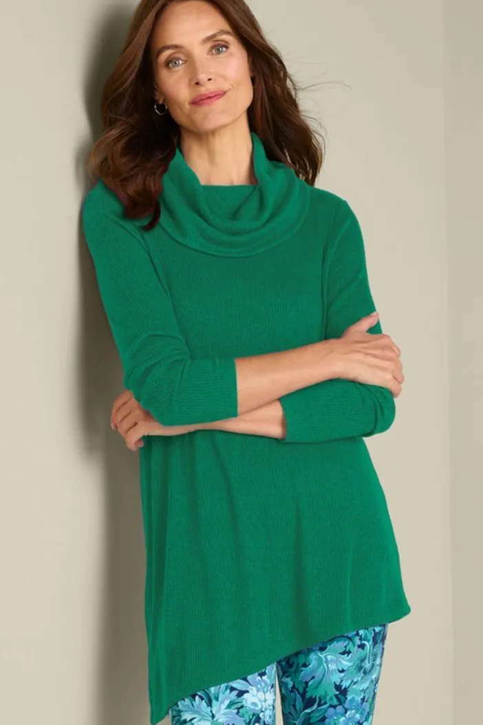 Soft Surroundings Tops|Kayla Rib Knit Cowl Neck Tunic