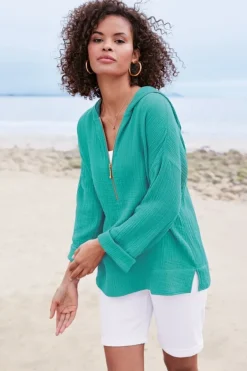 Soft Surroundings Tops|Kemia Gauze Hoodie