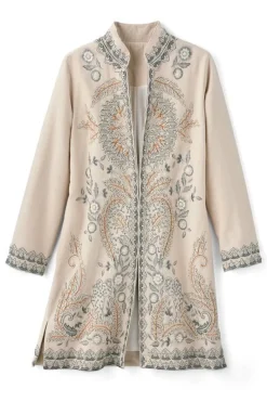 Soft Surroundings Toppers|Jackets & Coats|Kerala Embellished Natural Jacket NaturalSeed