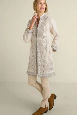 Soft Surroundings Toppers|Jackets & Coats|Kerala Embellished Natural Jacket NaturalSeed