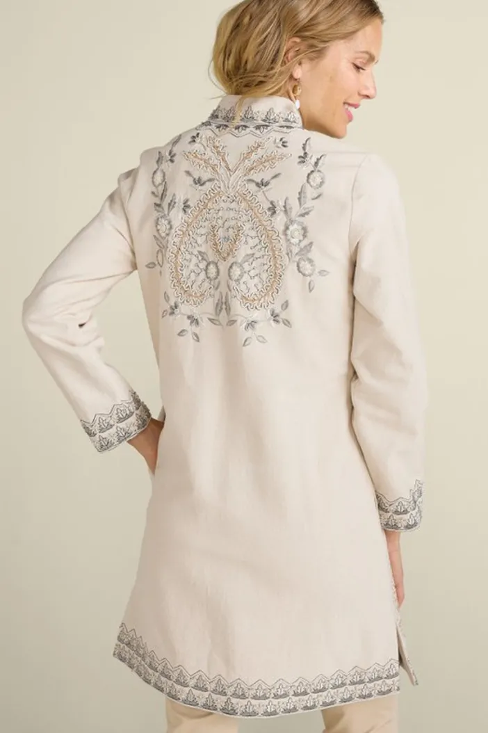 Soft Surroundings Toppers|Jackets & Coats|Kerala Embellished Natural Jacket NaturalSeed