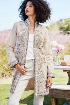 Soft Surroundings Toppers|Jackets & Coats|Kerala Embellished Natural Jacket NaturalSeed