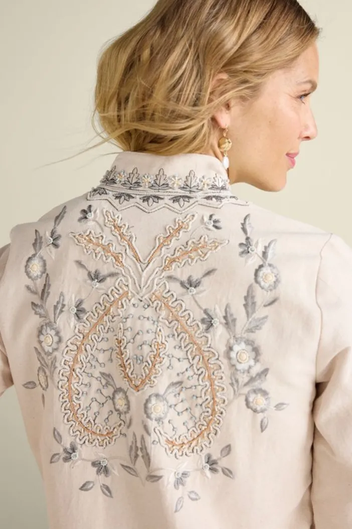 Soft Surroundings Toppers|Jackets & Coats|Kerala Embellished Natural Jacket NaturalSeed