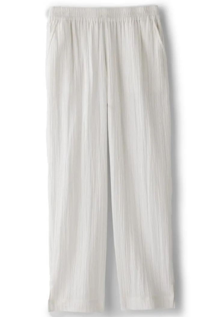 Soft Surroundings Pants|Khulani Straight Leg Gauze Crop Pants Navy
