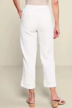 Soft Surroundings Pants|Khulani Straight Leg Gauze Crop Pants Navy