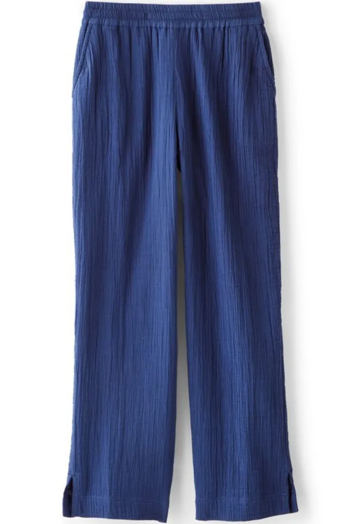 Soft Surroundings Pants|Khulani Straight Leg Gauze Crop Pants Navy