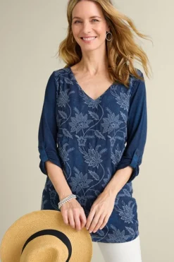 Soft Surroundings Tops|Tunics & Leggings|Kimbra Embroidered Tunic DenimBlue