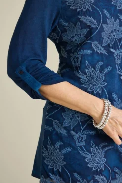 Soft Surroundings Tops|Tunics & Leggings|Kimbra Embroidered Tunic DenimBlue