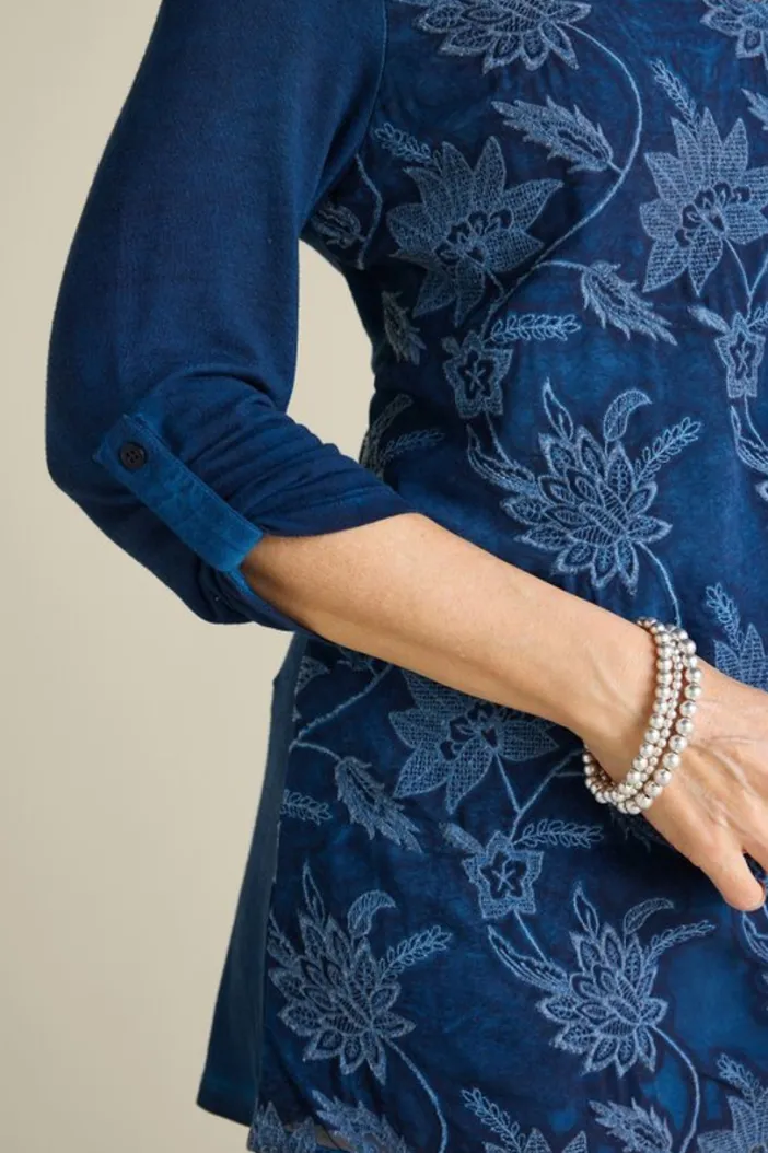 Soft Surroundings Tops|Tunics & Leggings|Kimbra Embroidered Tunic DenimBlue
