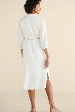Soft Surroundings Dresses|Kimora Embroidered Midi Dress IvoryPearl