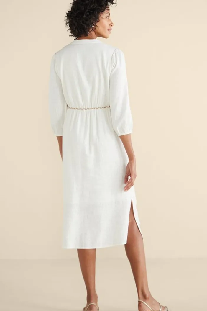 Soft Surroundings Dresses|Kimora Embroidered Midi Dress IvoryPearl