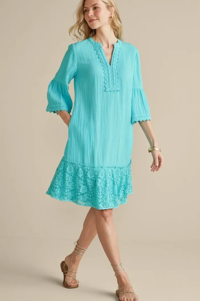 Soft Surroundings Dresses|Kiona Gauze Short Dress HawaiianAqua