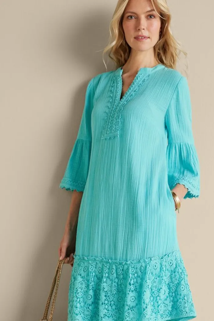 Soft Surroundings Dresses|Kiona Gauze Short Dress HawaiianAqua