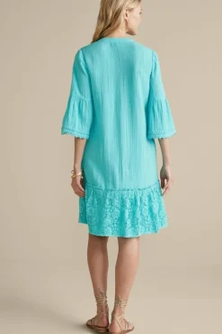 Soft Surroundings Dresses|Kiona Gauze Short Dress HawaiianAqua