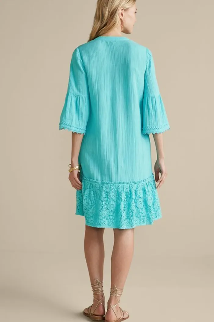 Soft Surroundings Dresses|Kiona Gauze Short Dress HawaiianAqua