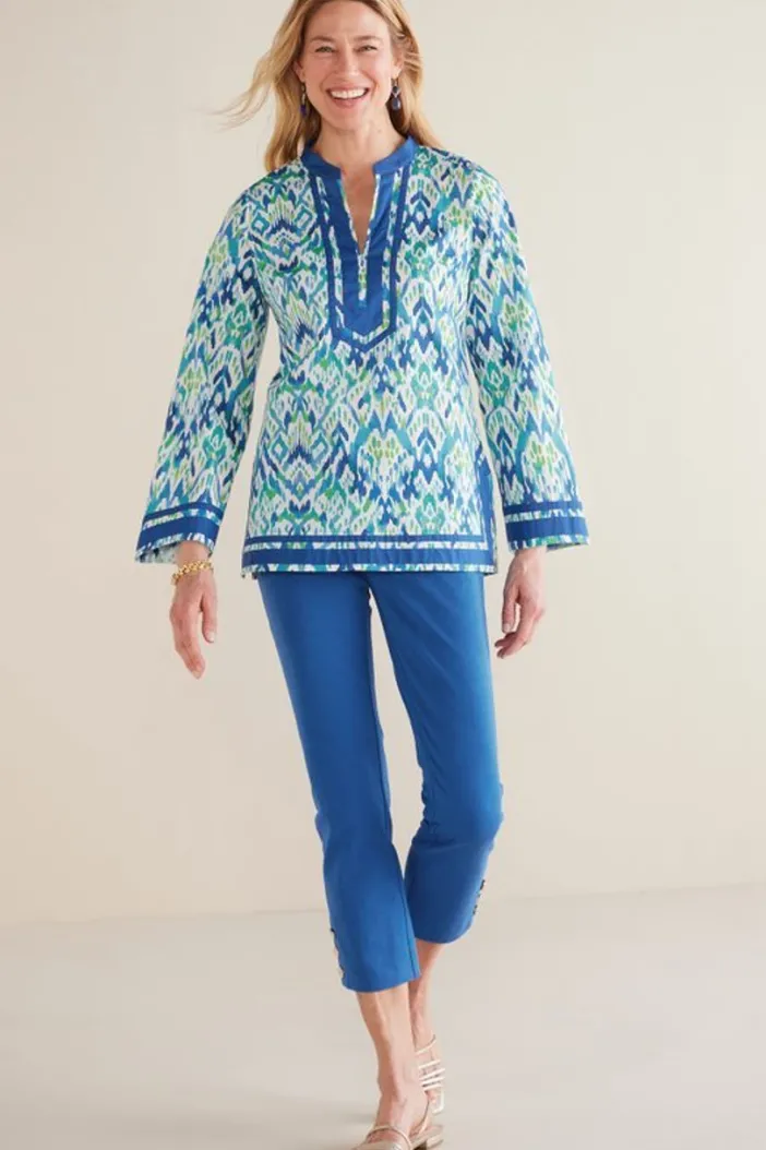 Soft Surroundings Tops|Kirti Ikat Tunic Green/TealIkat