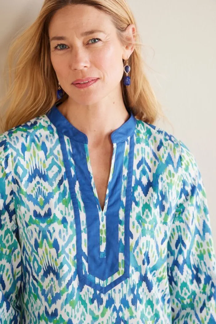 Soft Surroundings Tops|Kirti Ikat Tunic Green/TealIkat