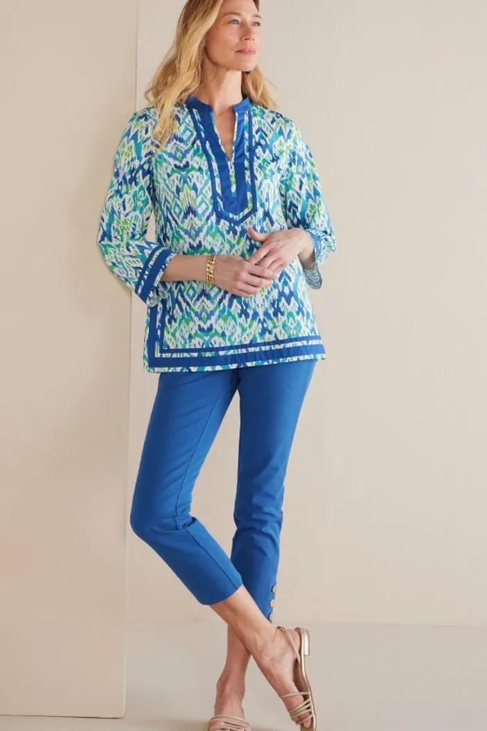 Soft Surroundings Tops|Kirti Ikat Tunic Green/TealIkat
