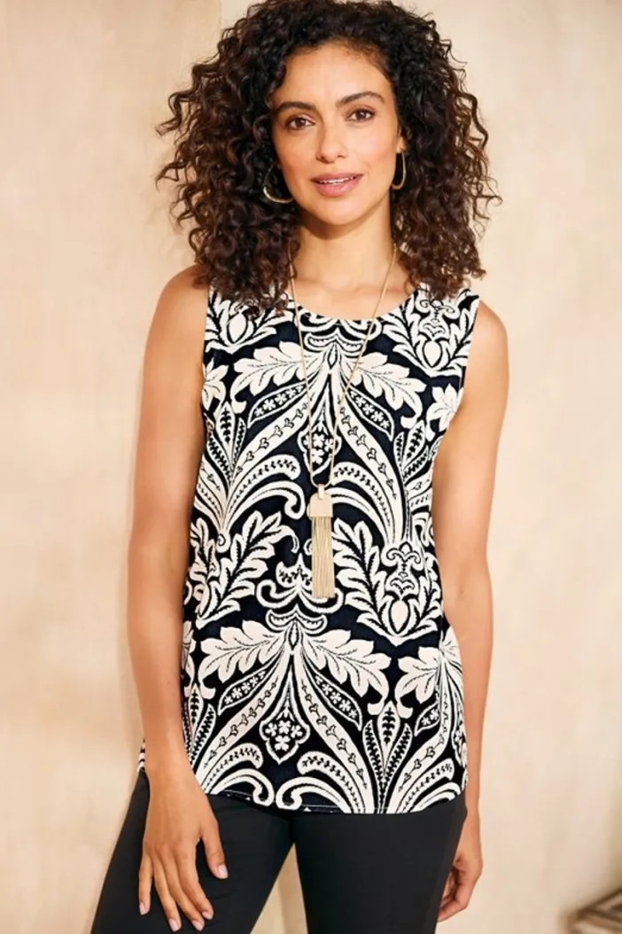 Soft Surroundings Tops|Korva Tank CabanaScarfNeutral
