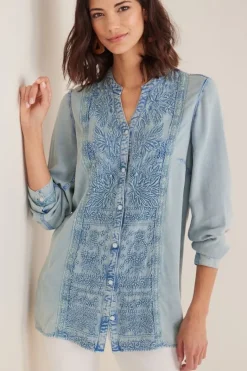 Soft Surroundings Tops|Las Olas Shirt LightBlue
