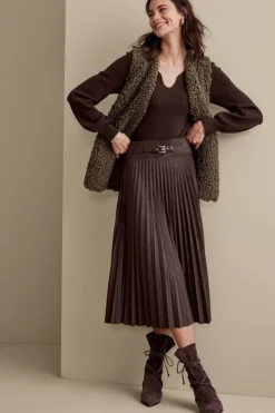 Soft Surroundings Skirts|Lavina Faux Suede Skirt DarkBrown