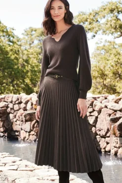 Soft Surroundings Skirts|Lavina Faux Suede Skirt DarkBrown