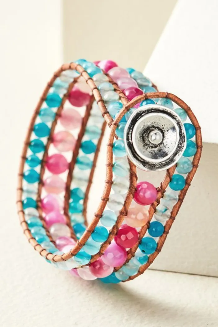 Soft Surroundings Jewelry|Bracelets|Leela Beaded Bracelet Pink/Blue