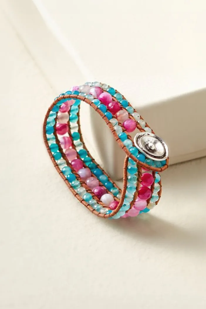 Soft Surroundings Jewelry|Bracelets|Leela Beaded Bracelet Pink/Blue