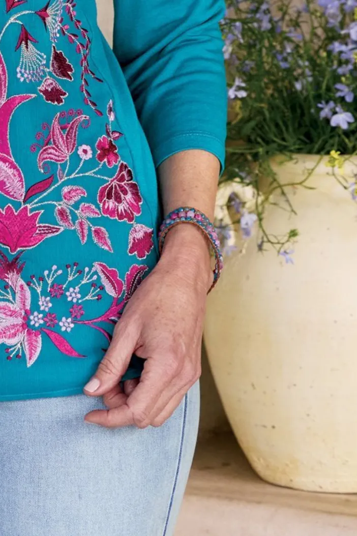 Soft Surroundings Jewelry|Bracelets|Leela Beaded Bracelet Pink/Blue