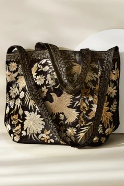 Soft Surroundings Handbags|Lenora Embroidered Tote Black